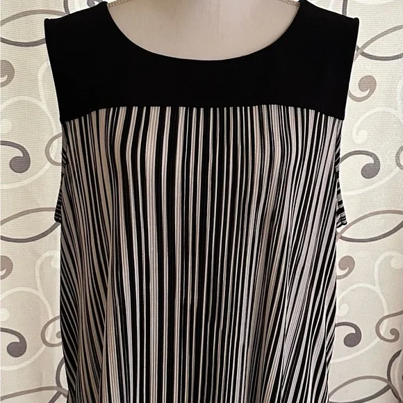 Roz & Ali Black and White Striped Blouse - Picture 1 of 5